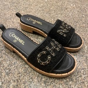 Stunning black Chanel Sandals.  Worn one time. Runs small.